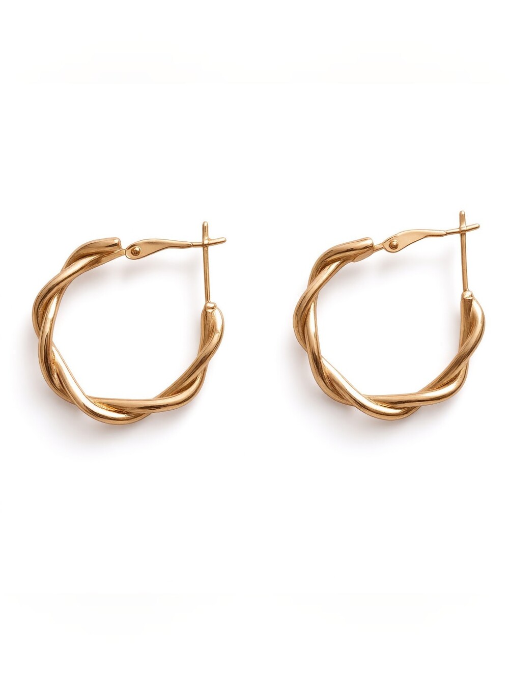 NEW Classic 1" Gold Tone Twisted Hoop Earrings